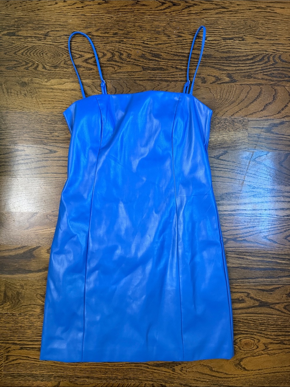 LBLC The Label Royal Blue Faux Leather Mini Dress Size Medium